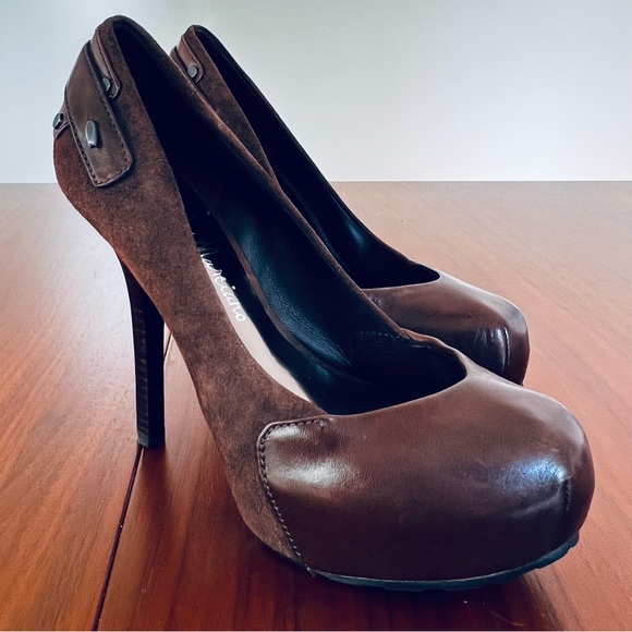 Guess by Marciano/Brown Leather & Suede platform Heels/Barely Used/Size 6 - Picture 2 of 9
